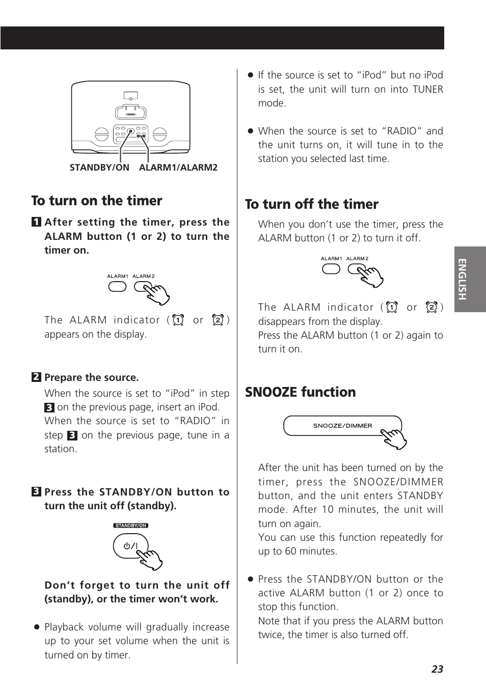 Specification, Specifications, Snooze function | Teac GR-7i User Manual | Page 23 / 68