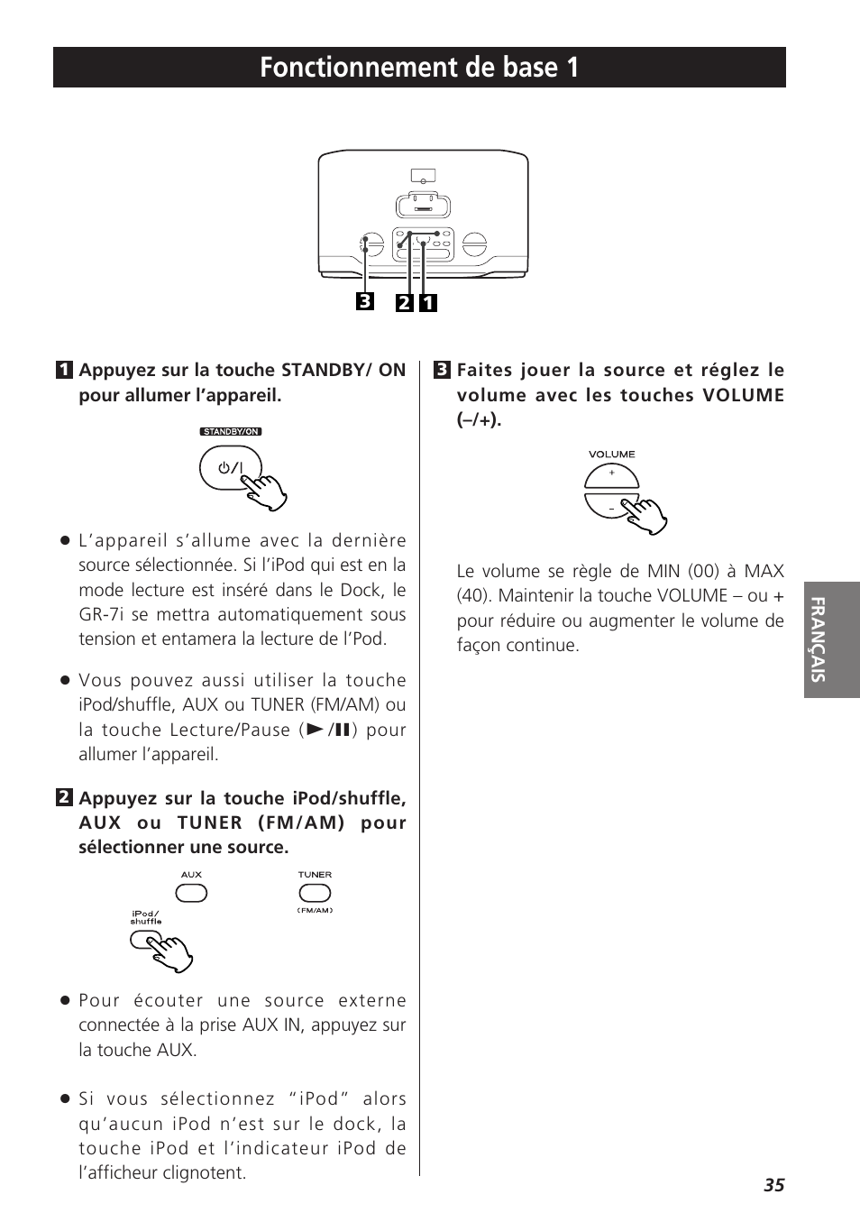 Fonctionnement de base 1 | Teac GR-7i User Manual | Page 35 / 68
