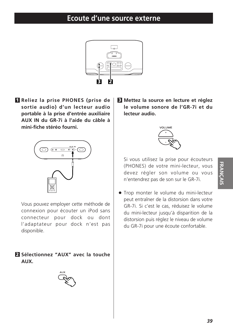 Ecoute d’une source externe | Teac GR-7i User Manual | Page 39 / 68