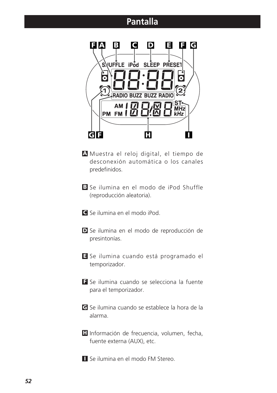 Pantalla | Teac GR-7i User Manual | Page 52 / 68