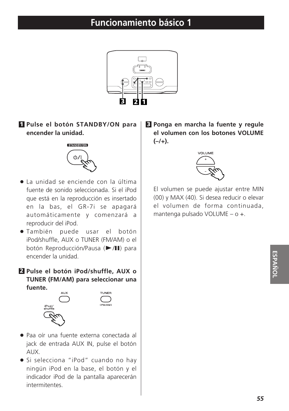 Funcionamiento básico 1 | Teac GR-7i User Manual | Page 55 / 68