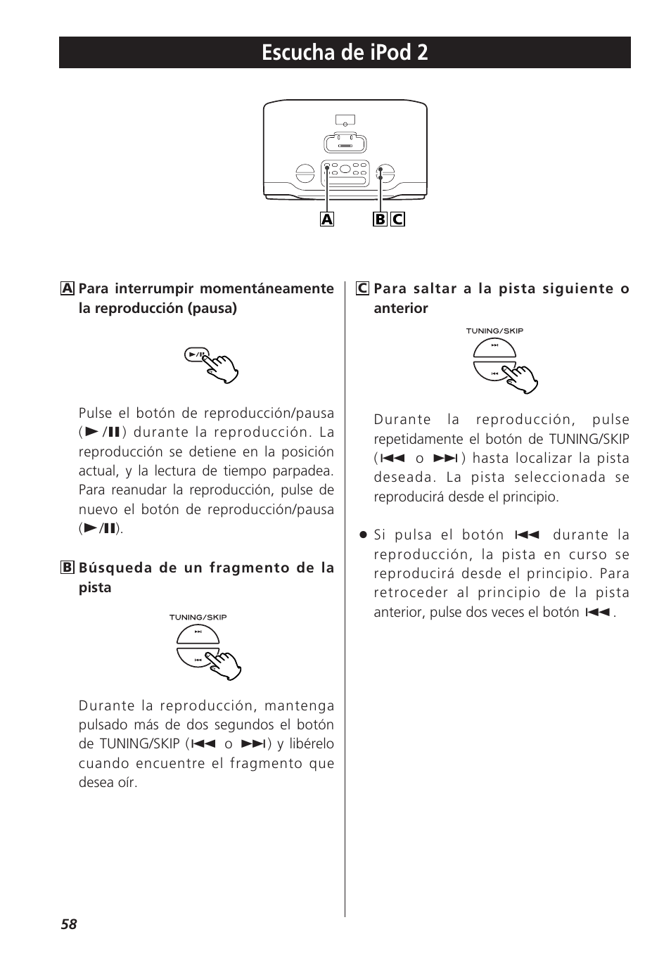 Escucha de ipod 2 | Teac GR-7i User Manual | Page 58 / 68