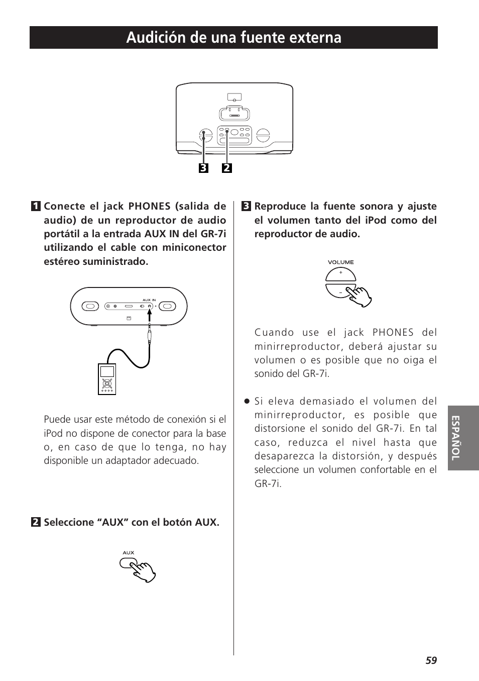 Audición de una fuente externa | Teac GR-7i User Manual | Page 59 / 68