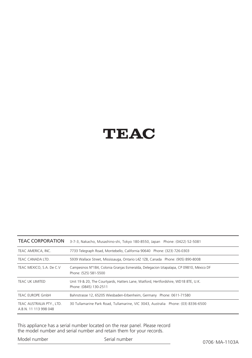 Teac GR-7i User Manual | Page 68 / 68