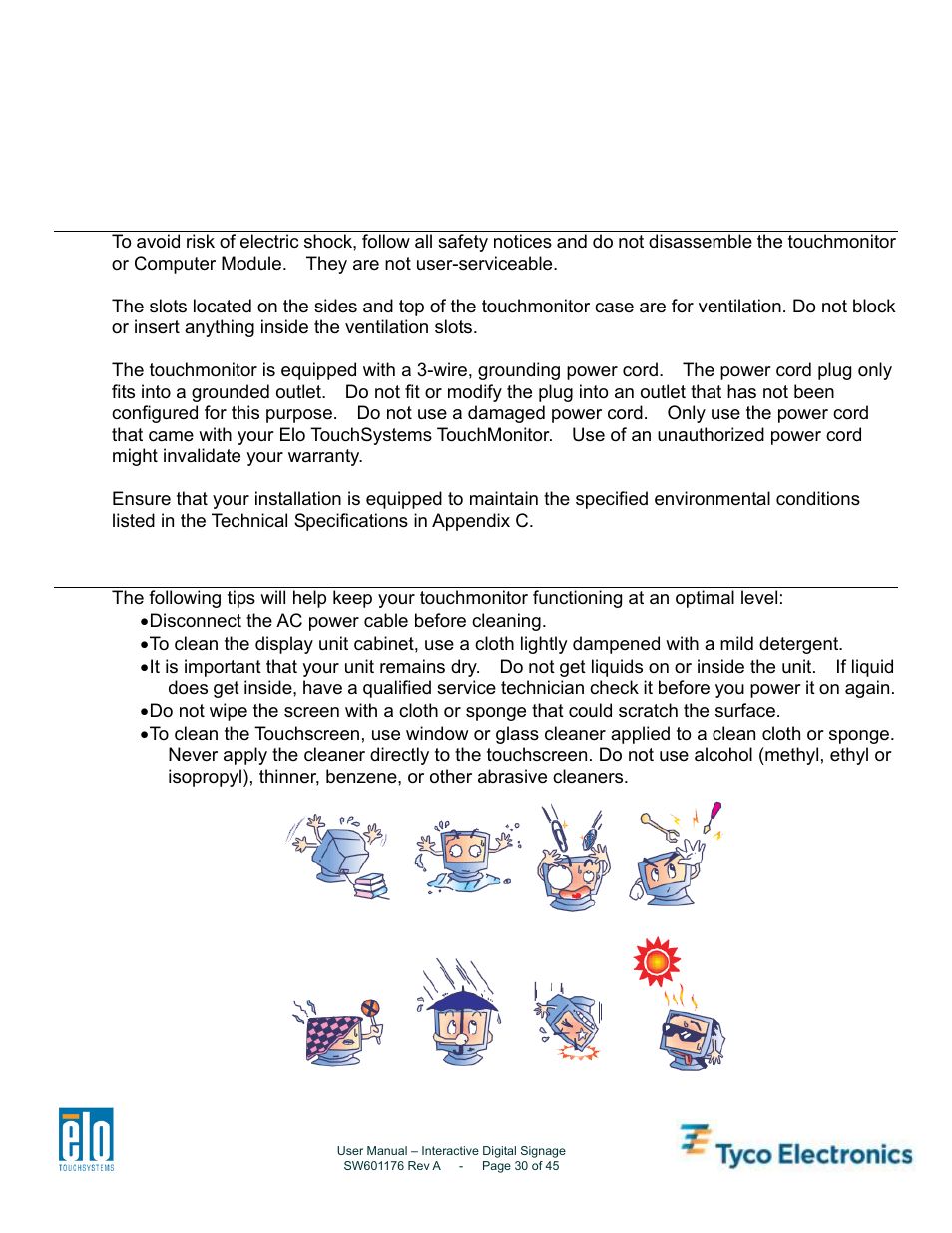 Appendix b, Safety & maintenance, Safety | Care and handling | Tyco Electronics 4200L User Manual | Page 30 / 45