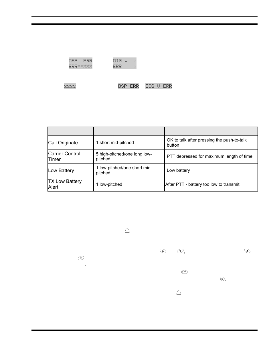 1 error messages, 6 alert tones, 7 system selection | Tyco Electronics P5200 User Manual | Page 93 / 122