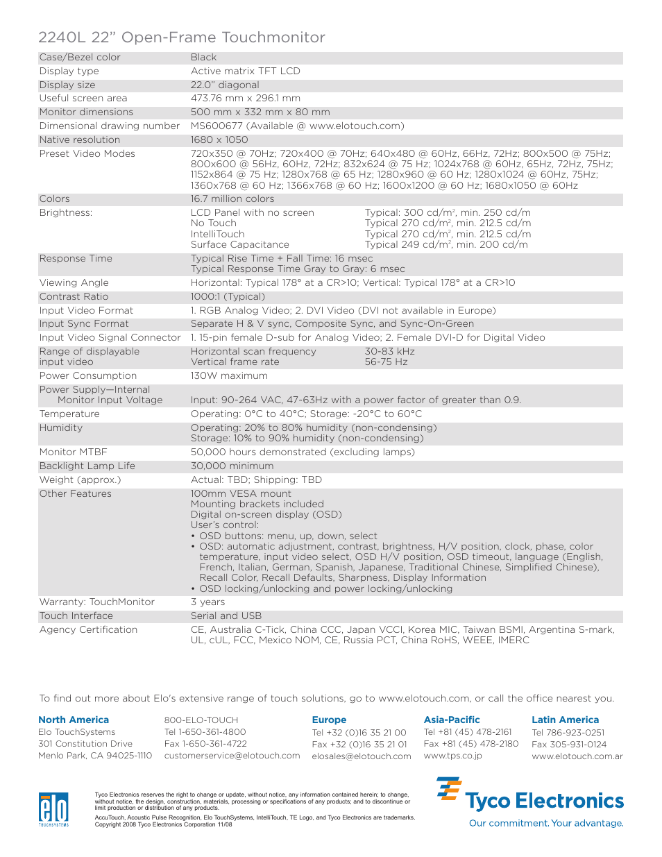 Tyco Electronics 2240L User Manual | Page 2 / 2