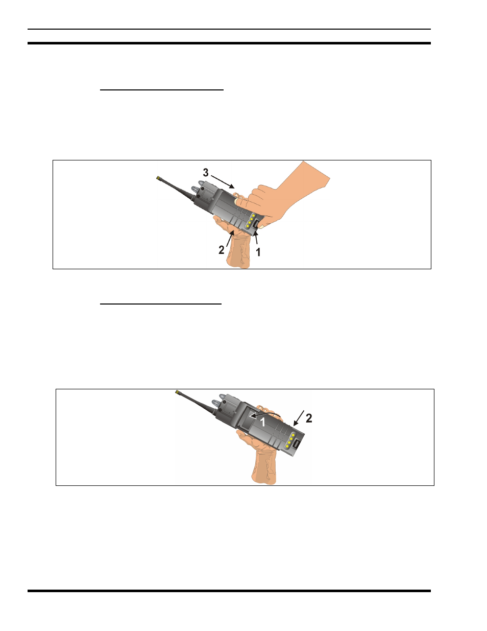 4 changing the battery pack, 1 removing the battery pack, 2 attaching the battery pack | Changing the battery pack, Removing the battery pack, Attaching the battery pack | Tyco Electronics P7100IP User Manual | Page 14 / 64