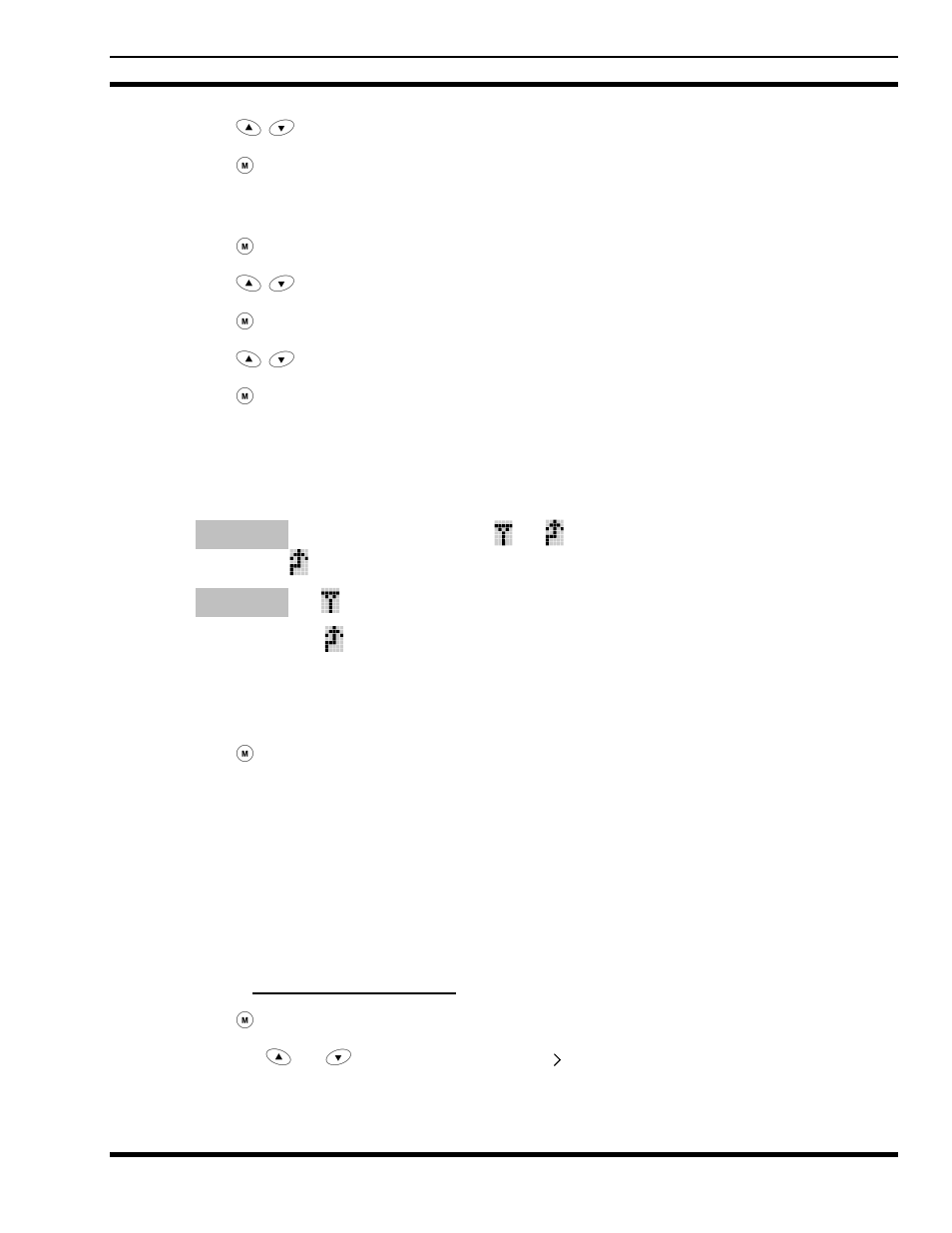 7 contrast adjust, 8 declaring an emergency, 9 locking/unlocking keypad | 10 high/low power adjustment, 1 using the menu button, Contrast adjust, Declaring an emergency, Locking/unlocking keypad, High/low power adjustment, Using the menu button | Tyco Electronics P7100IP User Manual | Page 33 / 64