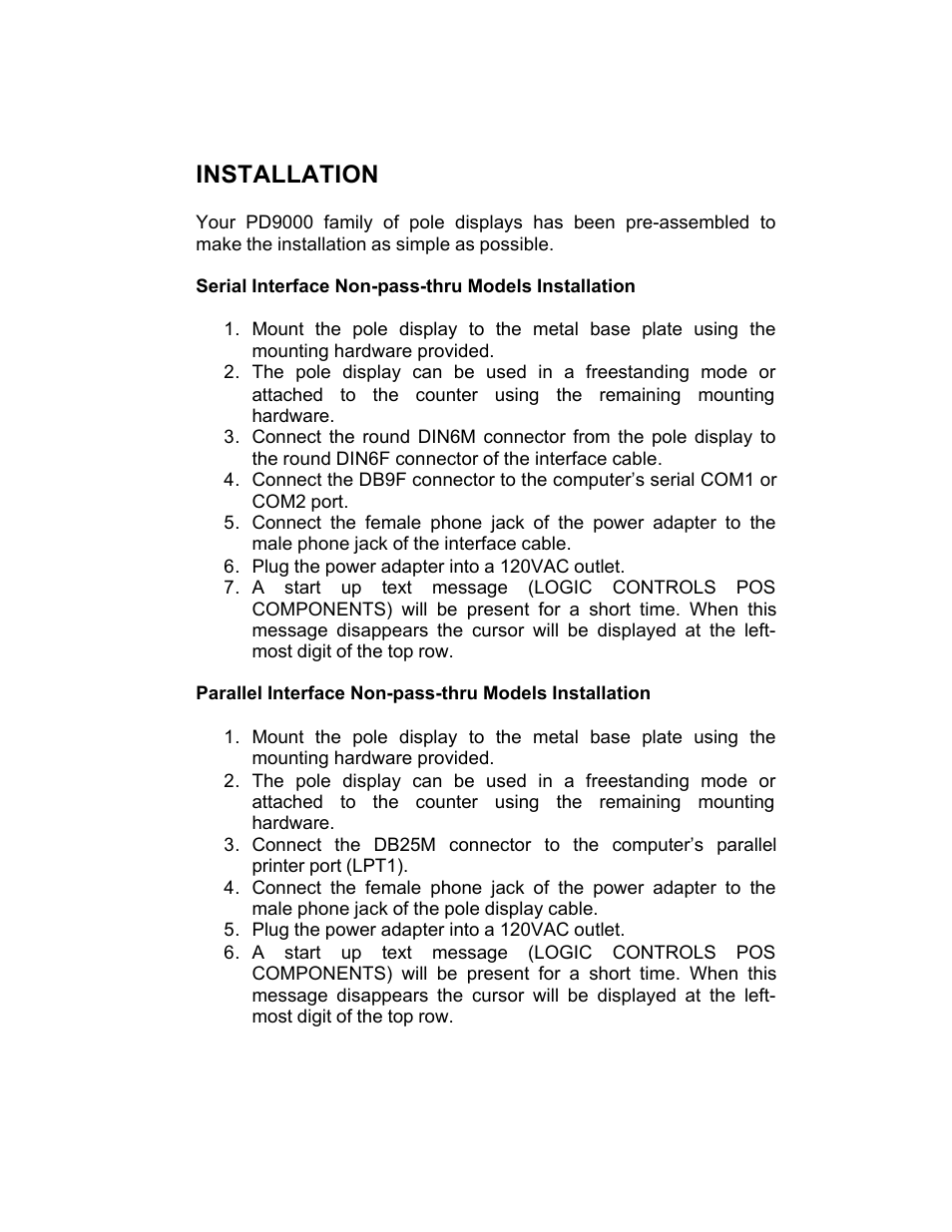 Installation | Tyco Electronics LD9000 Series User Manual | Page 141 / 165