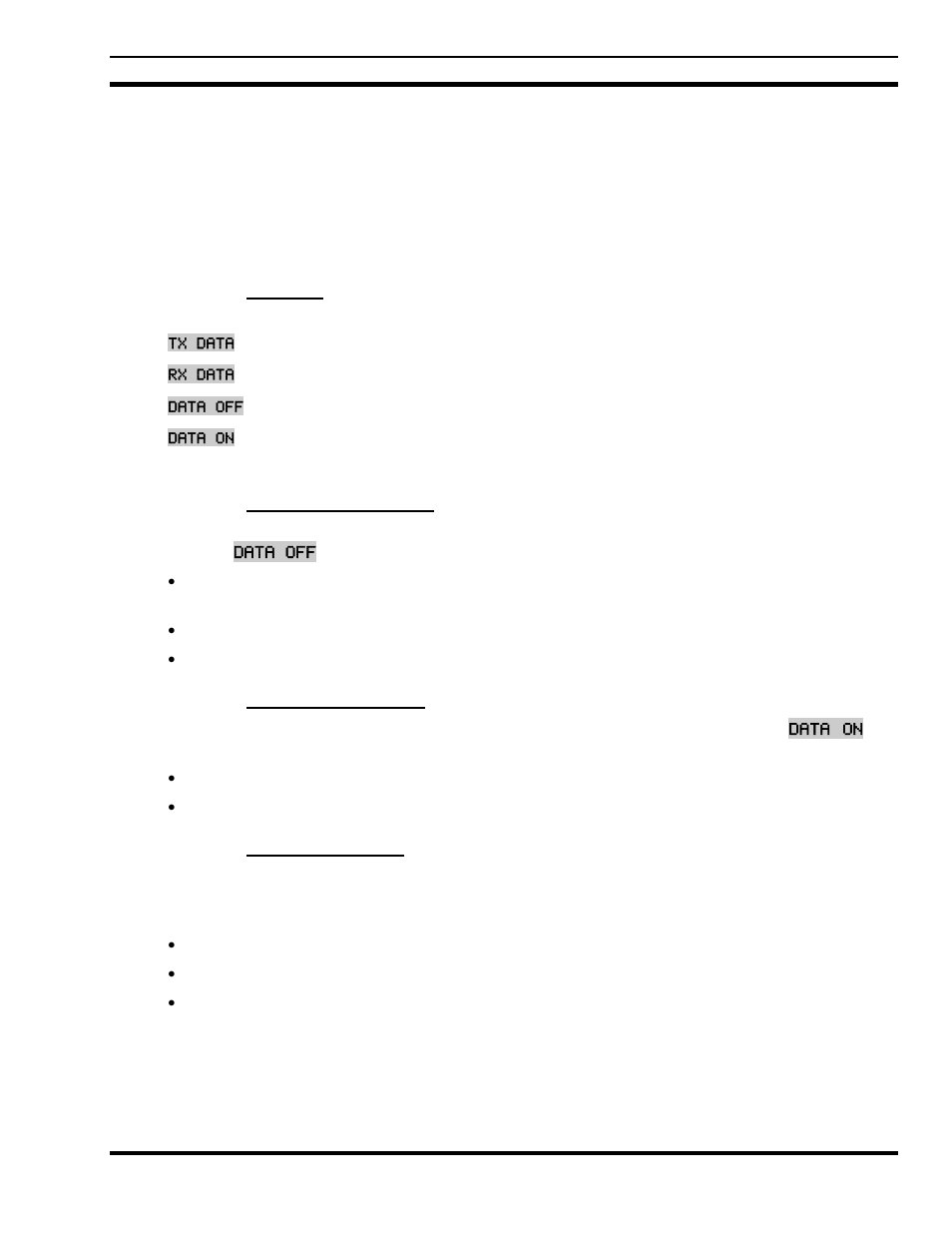 1 displays, 2 data off operation, 3 data on operation | 4 exiting data calls | Tyco Electronics MM23772 User Manual | Page 75 / 116