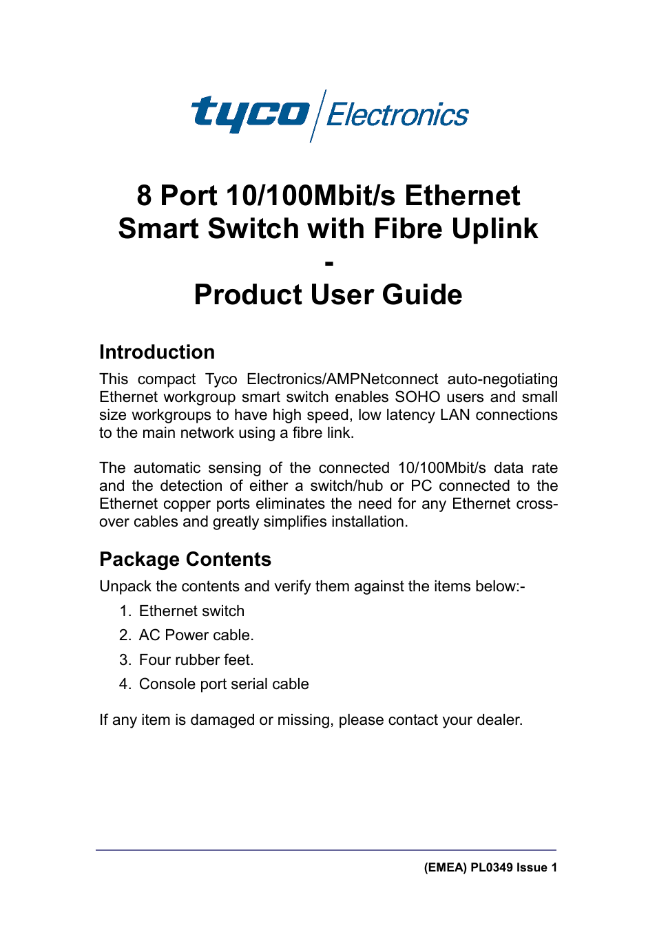 Tyco Electronics PL0349 User Manual | 12 pages