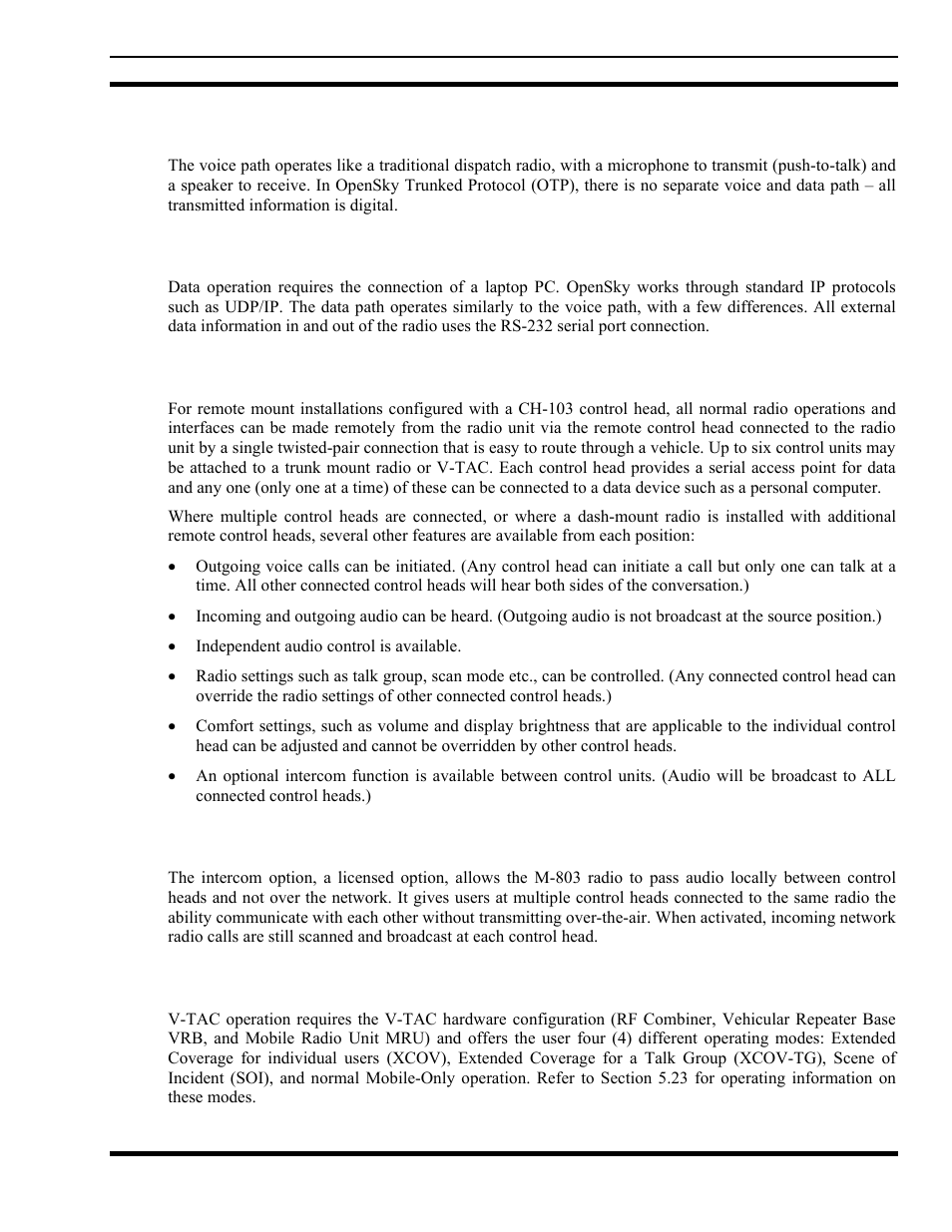 1 voice operation, 2 data operation, 3 remote control head operation | 4 intercom operation, 5 v-tac operation, Voice operation, Data operation, Remote control head operation, Intercom operation, V-tac operation | Tyco Electronics MM102014V1 User Manual | Page 11 / 64