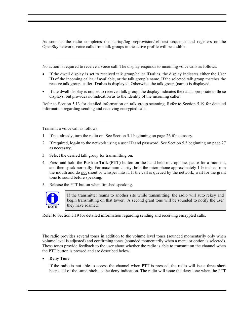 6 receiving and transmitting voice calls, 1 receiving a voice call, 2 transmitting a voice call | 7 radio tones, Receiving and transmitting voice calls, Receiving a voice call, Transmitting a voice call, Radio tones | Tyco Electronics MM102014V1 User Manual | Page 29 / 64