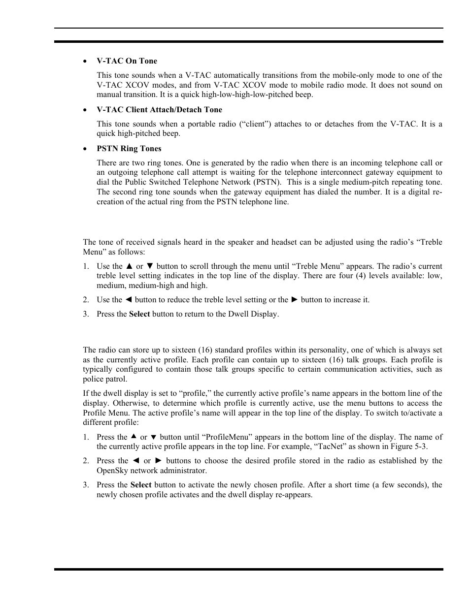 8 adjusting speaker/headset audio treble level, 9 checking or changing the active profile, Adjusting speaker/headset audio treble level | Checking or changing the active profile, E 31 | Tyco Electronics MM102014V1 User Manual | Page 31 / 64