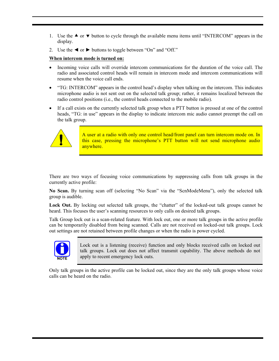 12 talk group lock out, Talk group lock out | Tyco Electronics MM102014V1 User Manual | Page 33 / 64