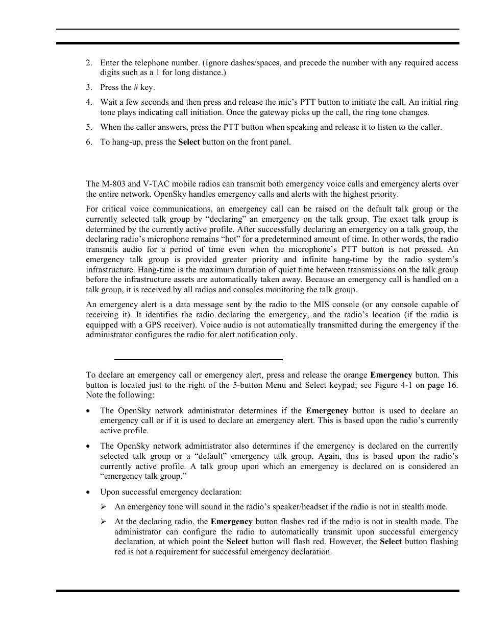 17 emergency communications, 1 declaring an emergency call or alert, Emergency communications | Declaring an emergency call or alert | Tyco Electronics MM102014V1 User Manual | Page 41 / 64