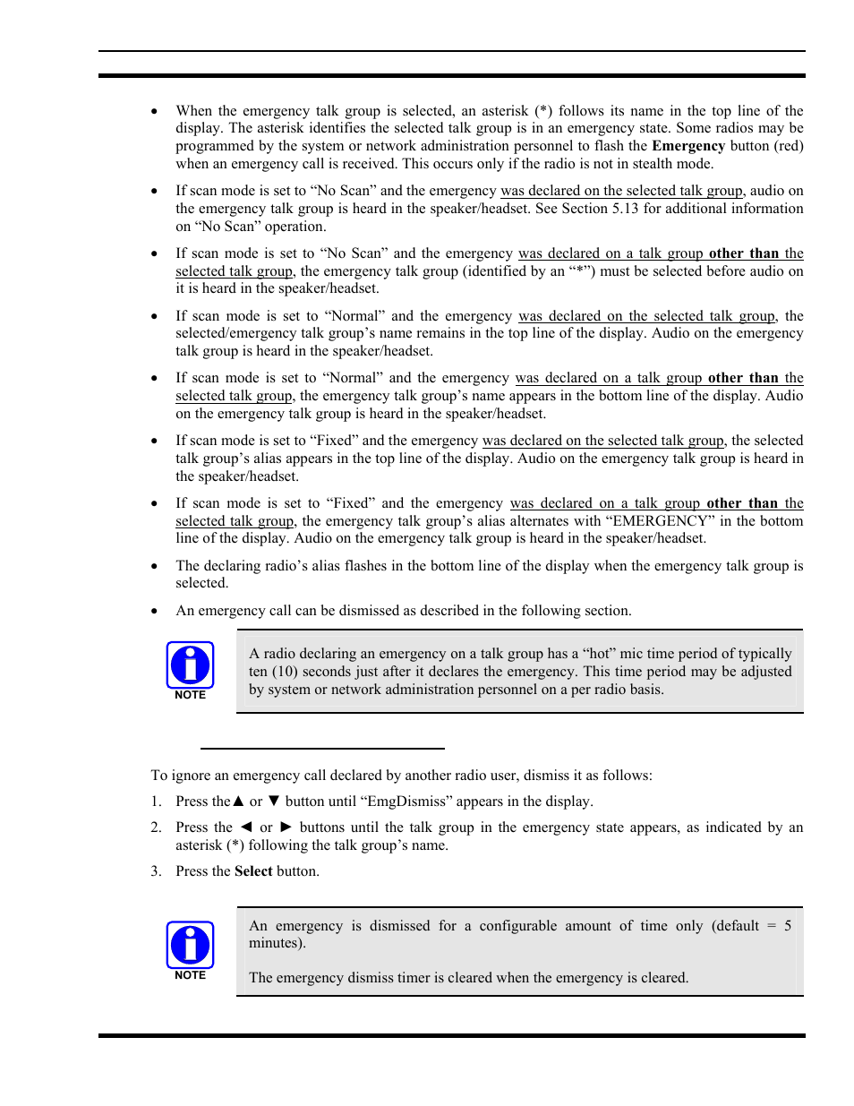 5 dismissing an emergency call, Dismissing an emergency call | Tyco Electronics MM102014V1 User Manual | Page 43 / 64