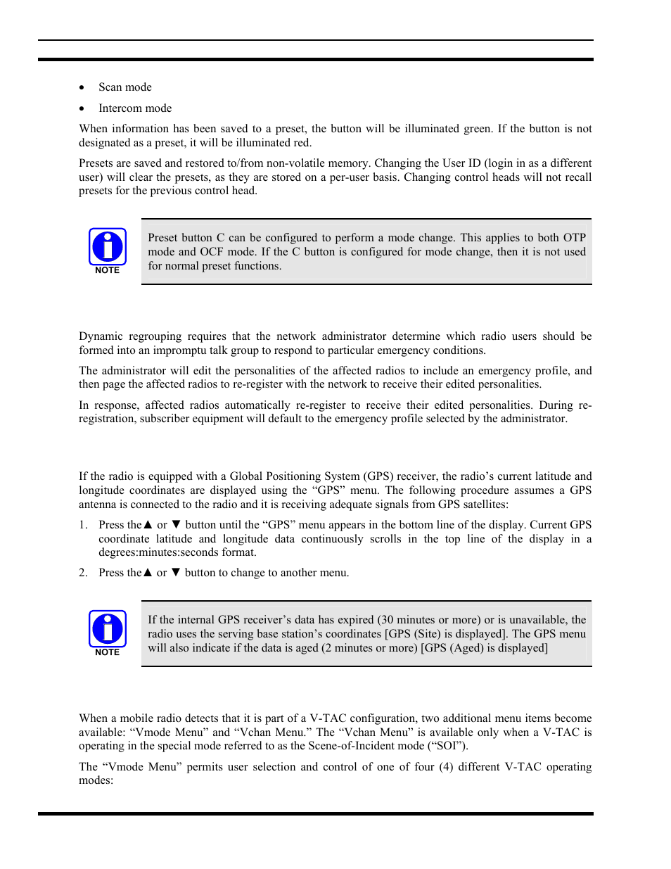 21 dynamic regrouping, 22 gps coordinates, 23 v-tac functions | Dynamic regrouping, Gps coordinates, V-tac functions | Tyco Electronics MM102014V1 User Manual | Page 48 / 64