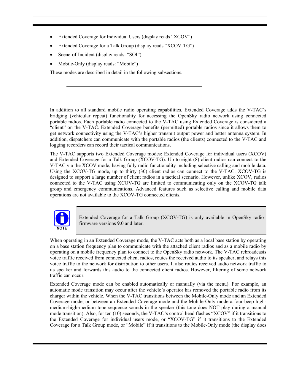 1 extended coverage modes (“xcov” & “xcovtg”), 1 general information, Extended coverage modes (“xcov” & “xcov-tg”) | Tyco Electronics MM102014V1 User Manual | Page 49 / 64