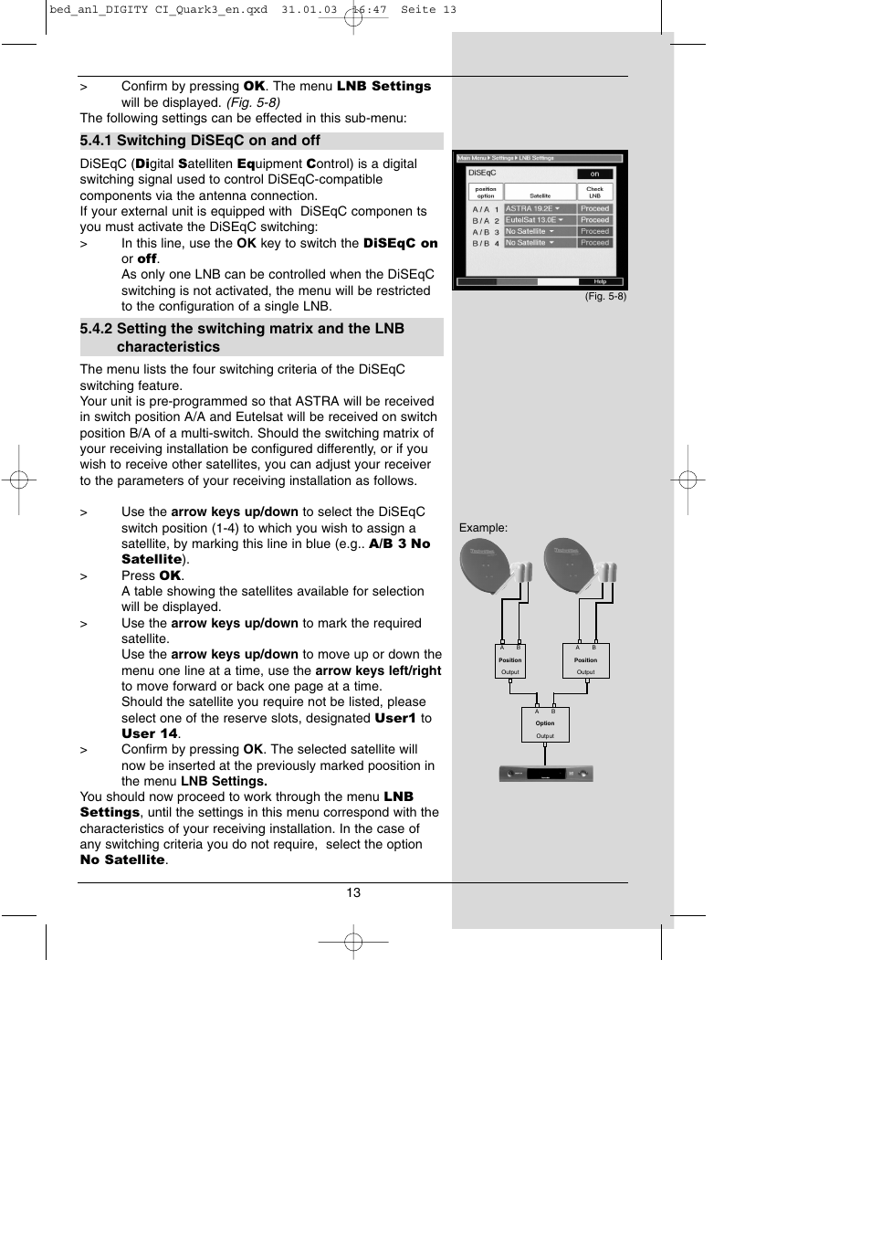 1 switching diseqc on and off | TechniSat DIGITY CI Operating Manual User Manual | Page 13 / 50