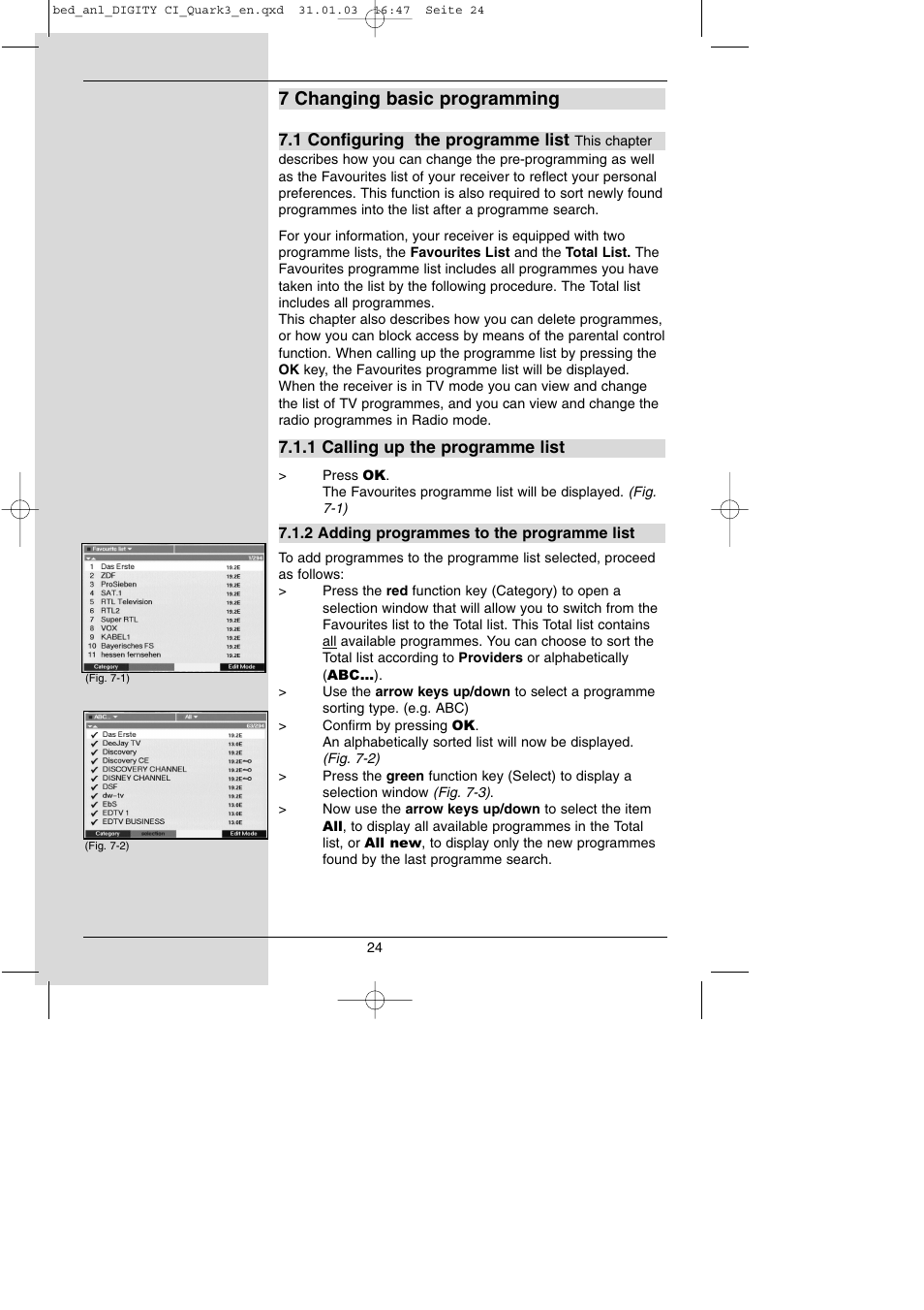 7 changing basic programming | TechniSat DIGITY CI Operating Manual User Manual | Page 24 / 50