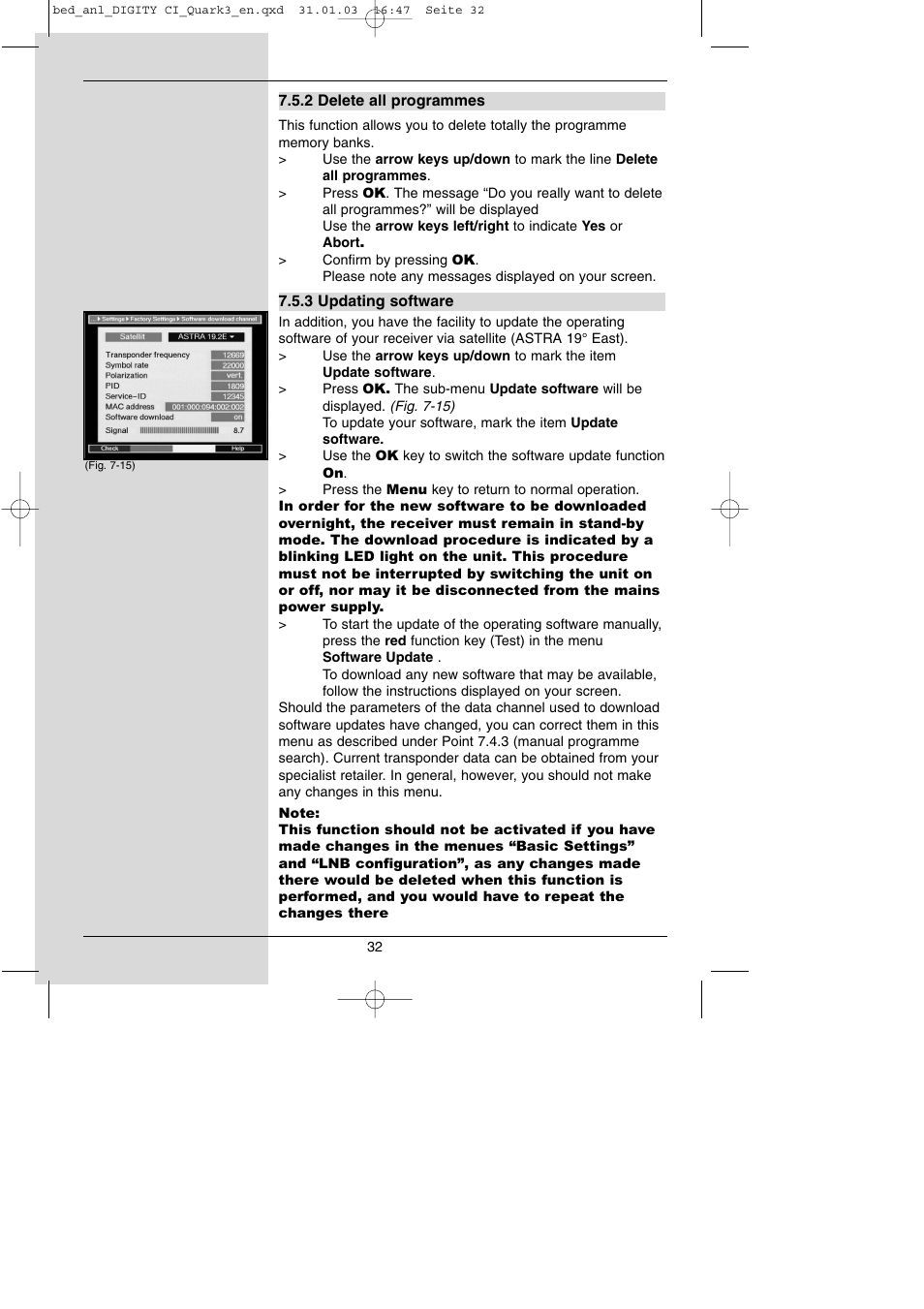 TechniSat DIGITY CI Operating Manual User Manual | Page 32 / 50