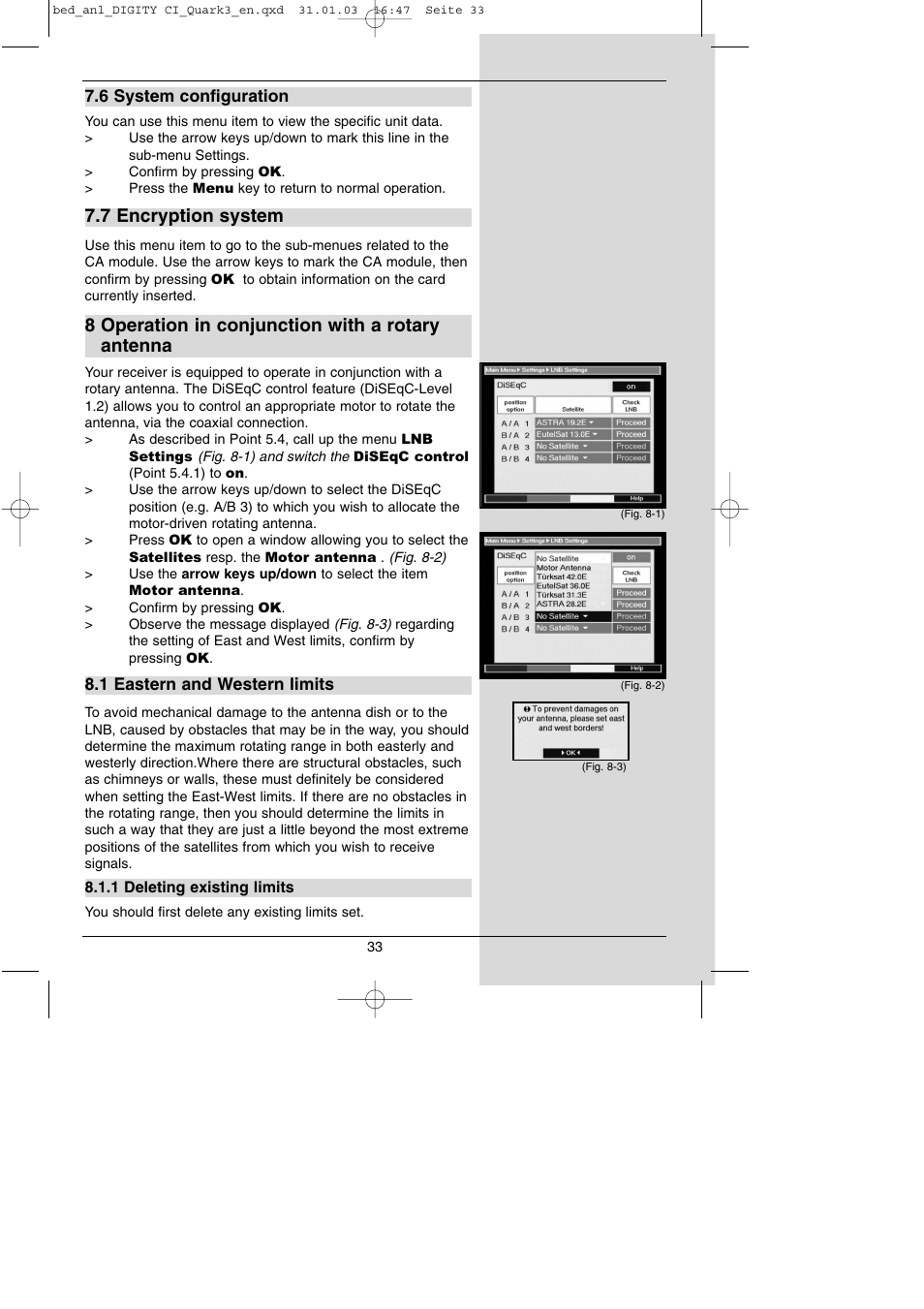 7 encryption system, 8 operation in conjunction with a rotary antenna | TechniSat DIGITY CI Operating Manual User Manual | Page 33 / 50