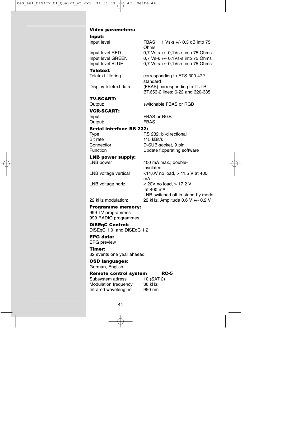 TechniSat DIGITY CI Operating Manual User Manual | Page 44 / 50