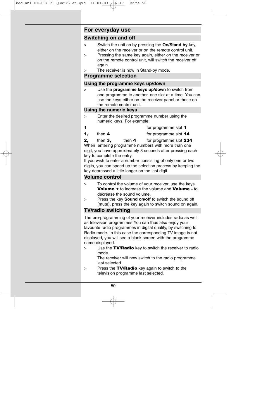 For everyday use | TechniSat DIGITY CI Operating Manual User Manual | Page 50 / 50