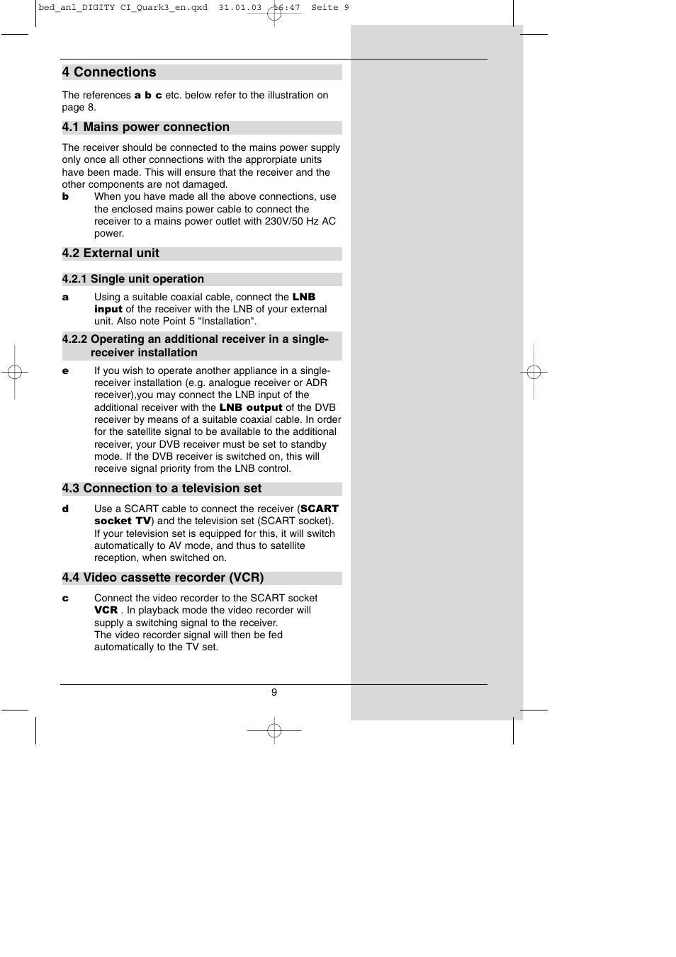 4 connections | TechniSat DIGITY CI Operating Manual User Manual | Page 9 / 50