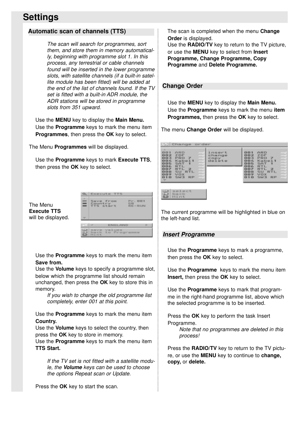 Settings | TechniSat 100Hz Television sets Colani-TV Classic Line User Manual | Page 15 / 32
