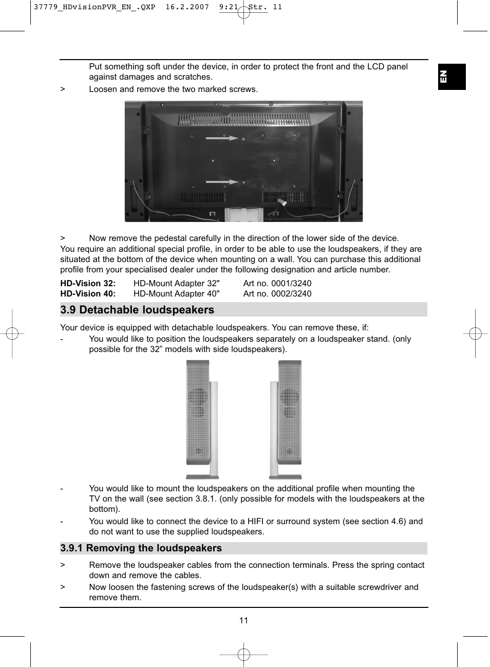 9 detachable loudspeakers | TechniSat HD-VISION 32 PVR User Manual | Page 11 / 72