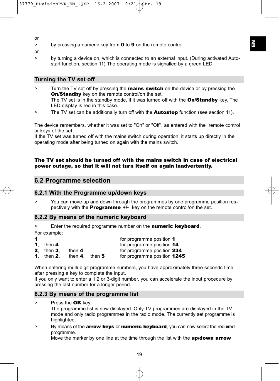 2 programme selection | TechniSat HD-VISION 32 PVR User Manual | Page 19 / 72