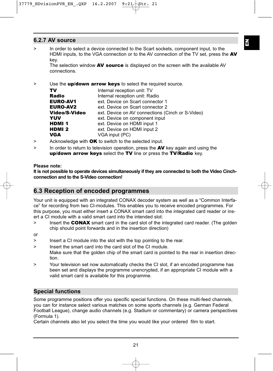 3 reception of encoded programmes | TechniSat HD-VISION 32 PVR User Manual | Page 21 / 72