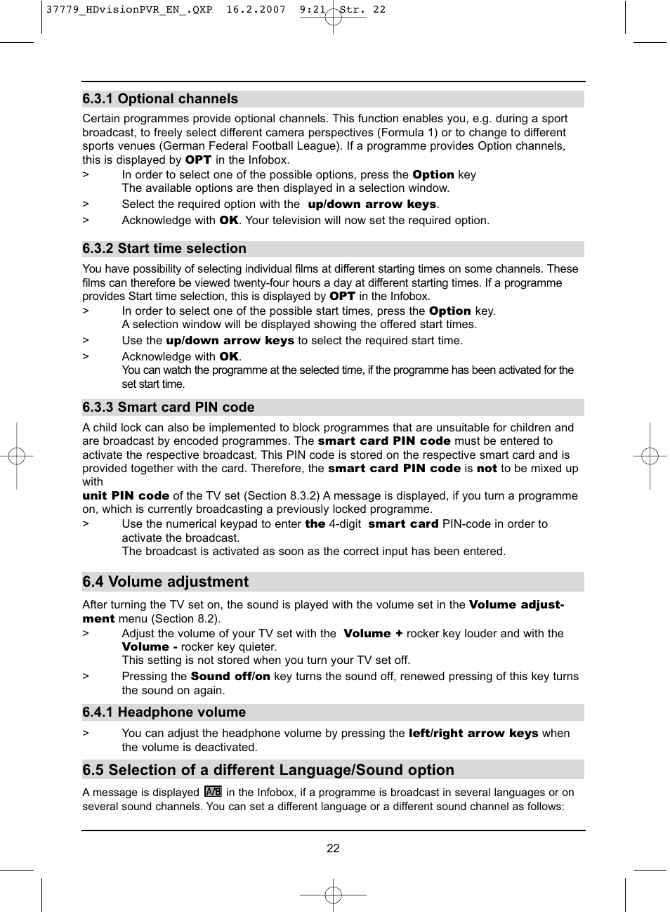 4 volume adjustment, 5 selection of a different language/sound option | TechniSat HD-VISION 32 PVR User Manual | Page 22 / 72