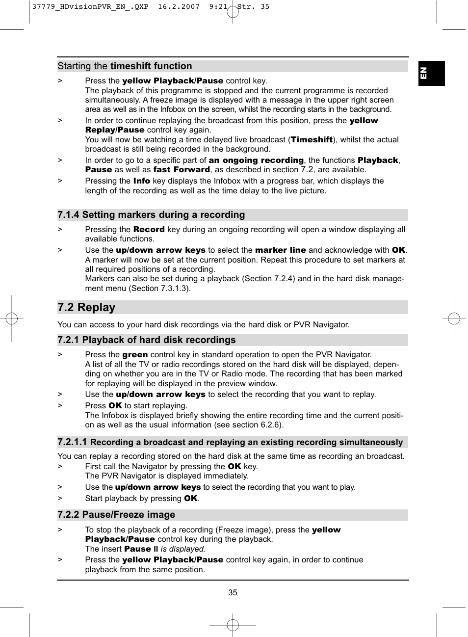 2 replay | TechniSat HD-VISION 32 PVR User Manual | Page 35 / 72