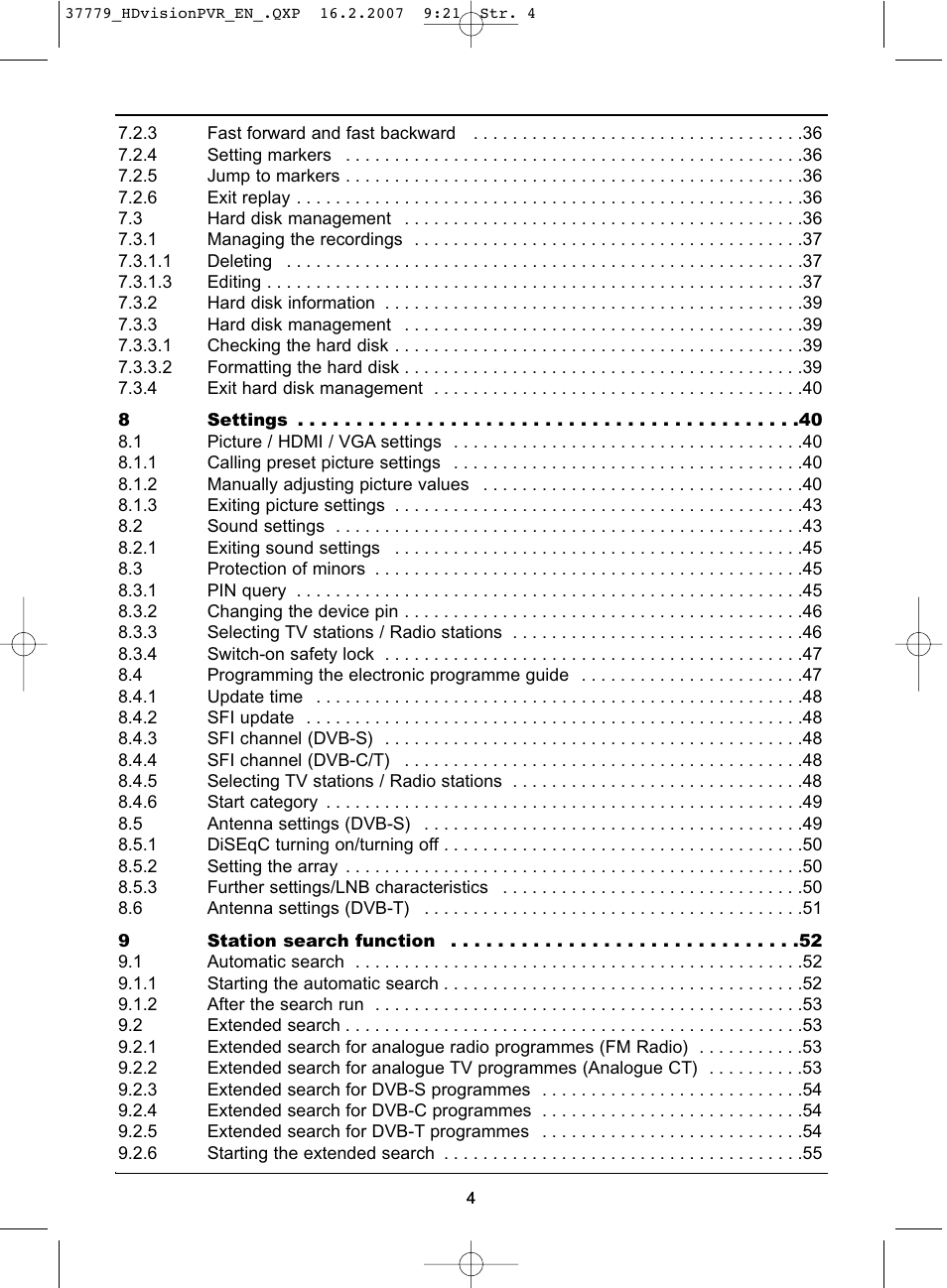 TechniSat HD-VISION 32 PVR User Manual | Page 4 / 72