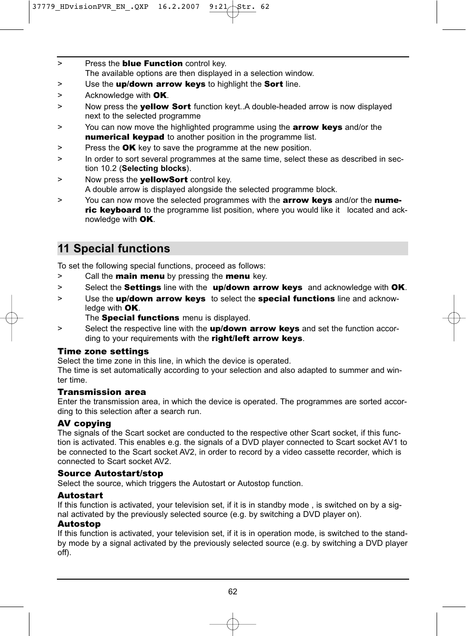 11 special functions | TechniSat HD-VISION 32 PVR User Manual | Page 62 / 72