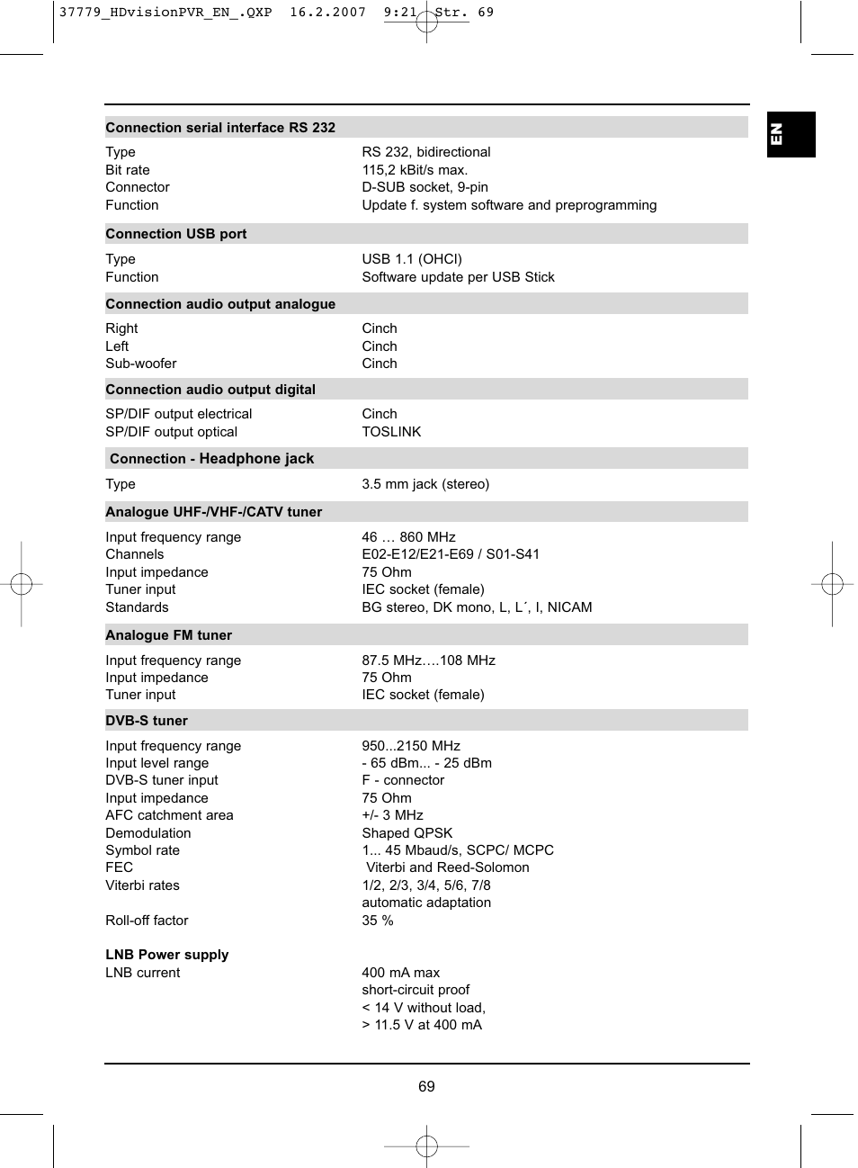 TechniSat HD-VISION 32 PVR User Manual | Page 69 / 72