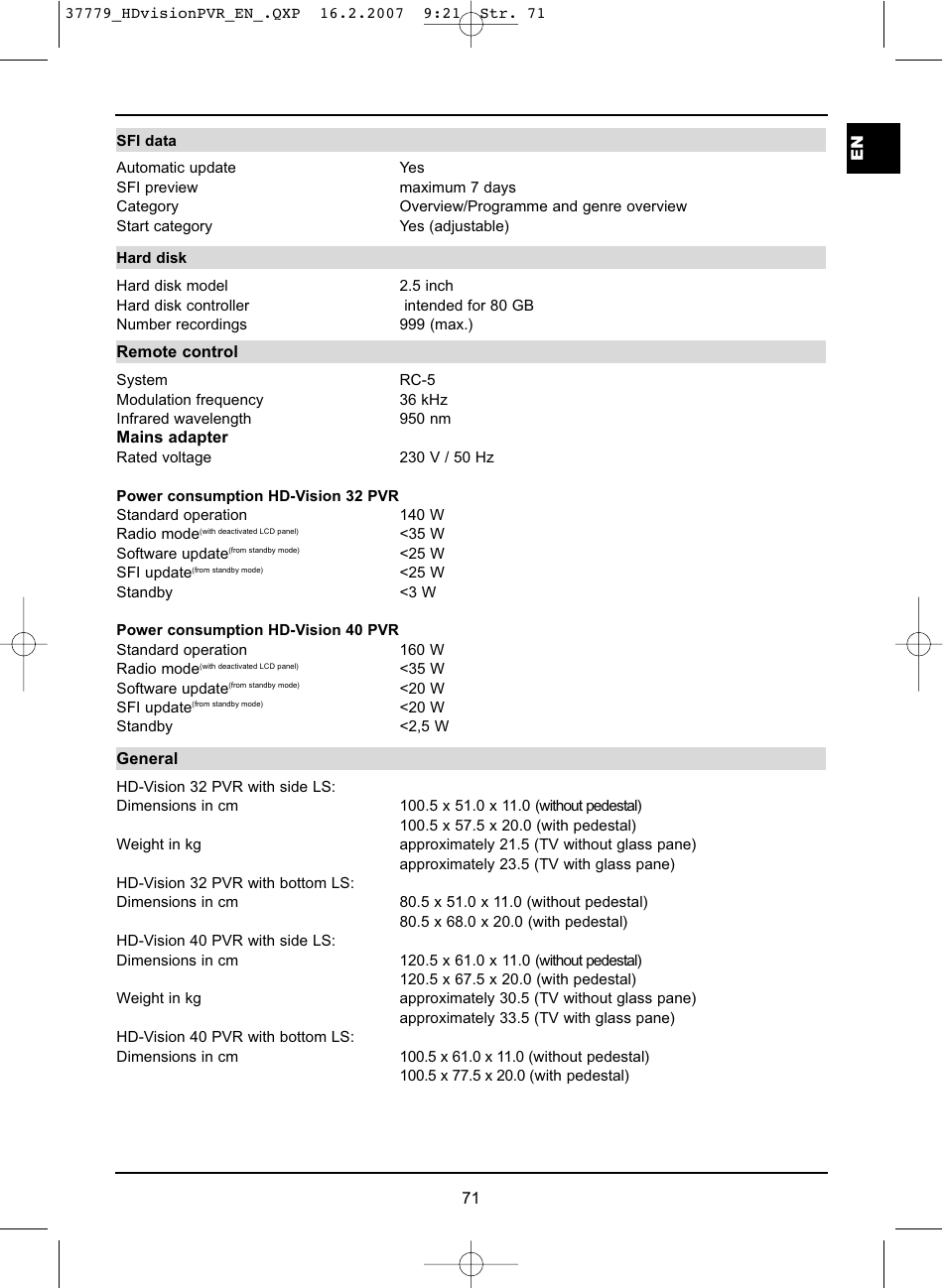 TechniSat HD-VISION 32 PVR User Manual | Page 71 / 72