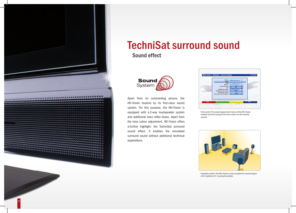 Technisat surround sound, Sound effect | TechniSat HD-Vision DVB-T User Manual | Page 16 / 48