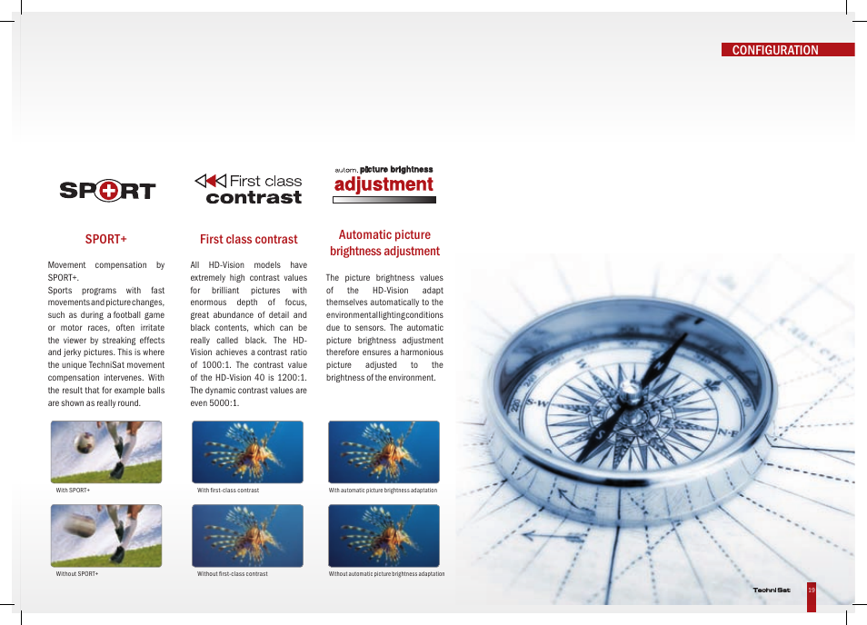 Configuration first class contrast, Sport, Automatic picture brightness adjustment | TechniSat HD-Vision DVB-T User Manual | Page 19 / 48