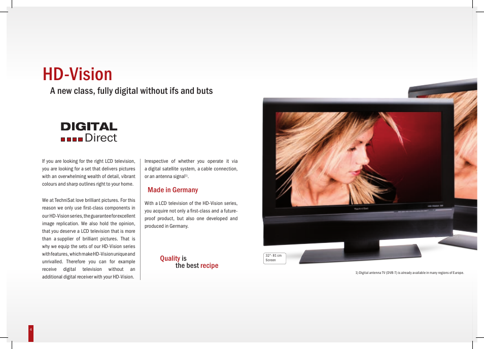 Hd-vision, Direct, A new class, fully digital without ifs and buts | TechniSat HD-Vision DVB-T User Manual | Page 4 / 48
