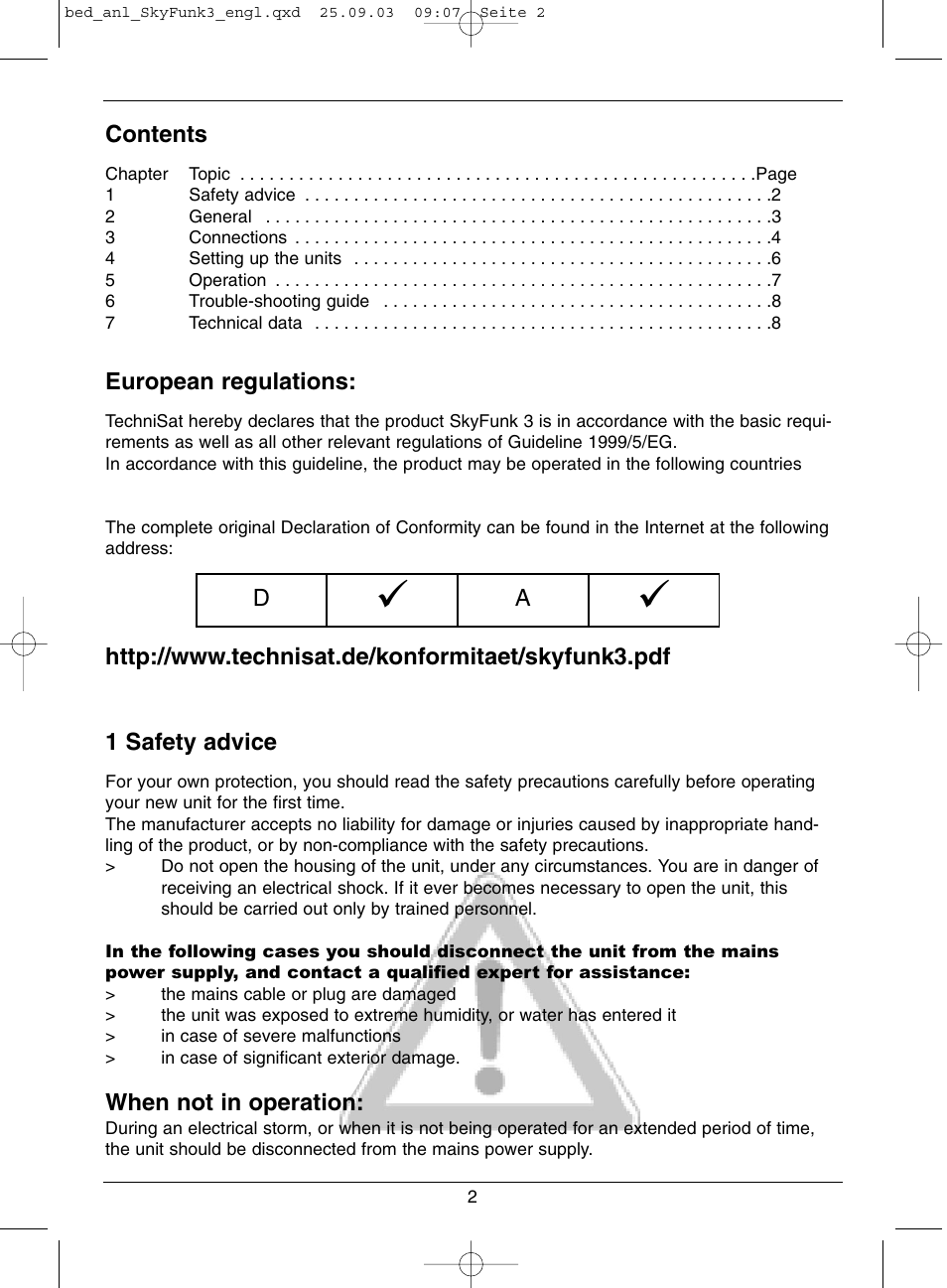 TechniSat SkyFunk 3 User Manual | Page 2 / 8