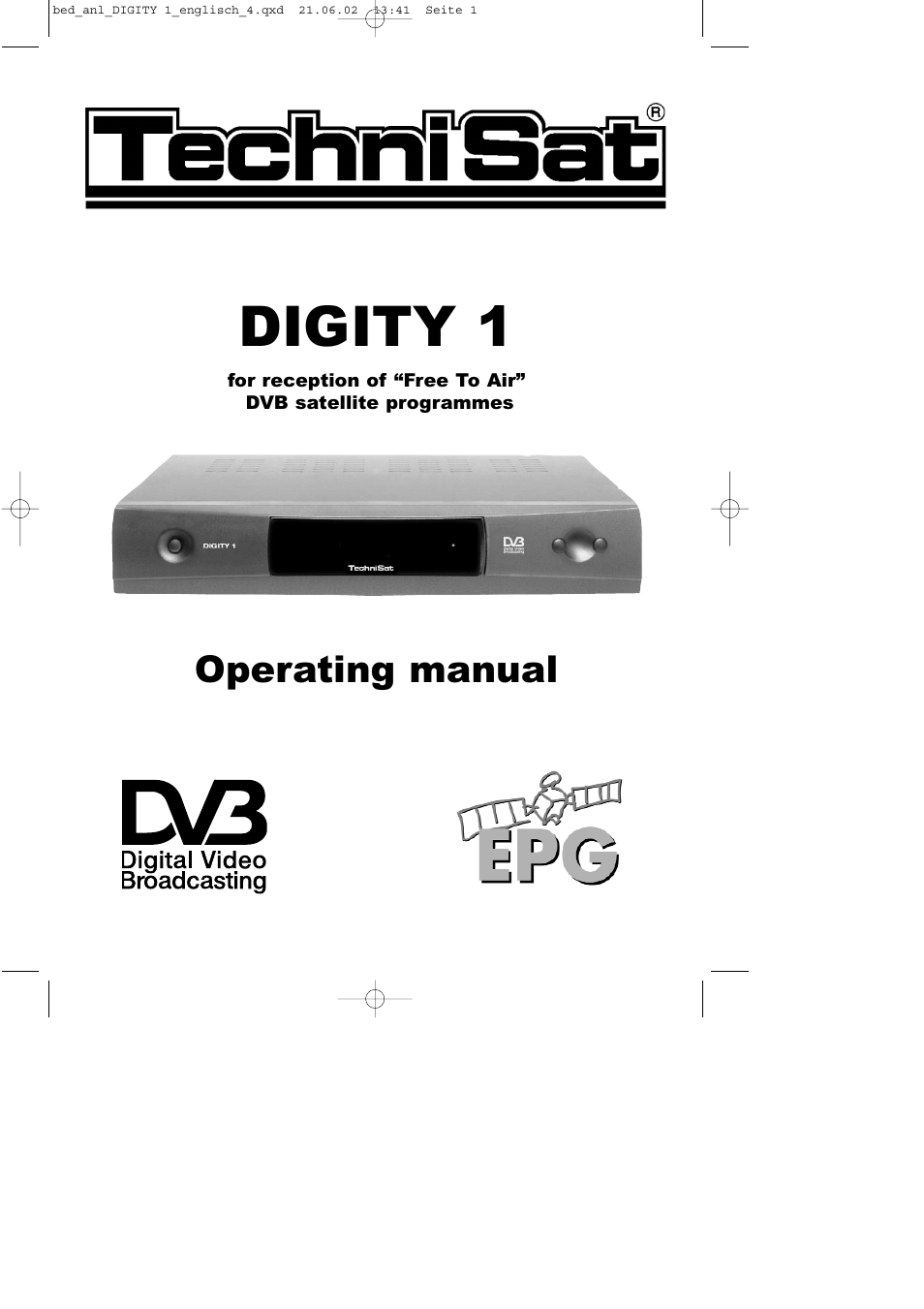 TechniSat DIGITY 1 User Manual | 38 pages