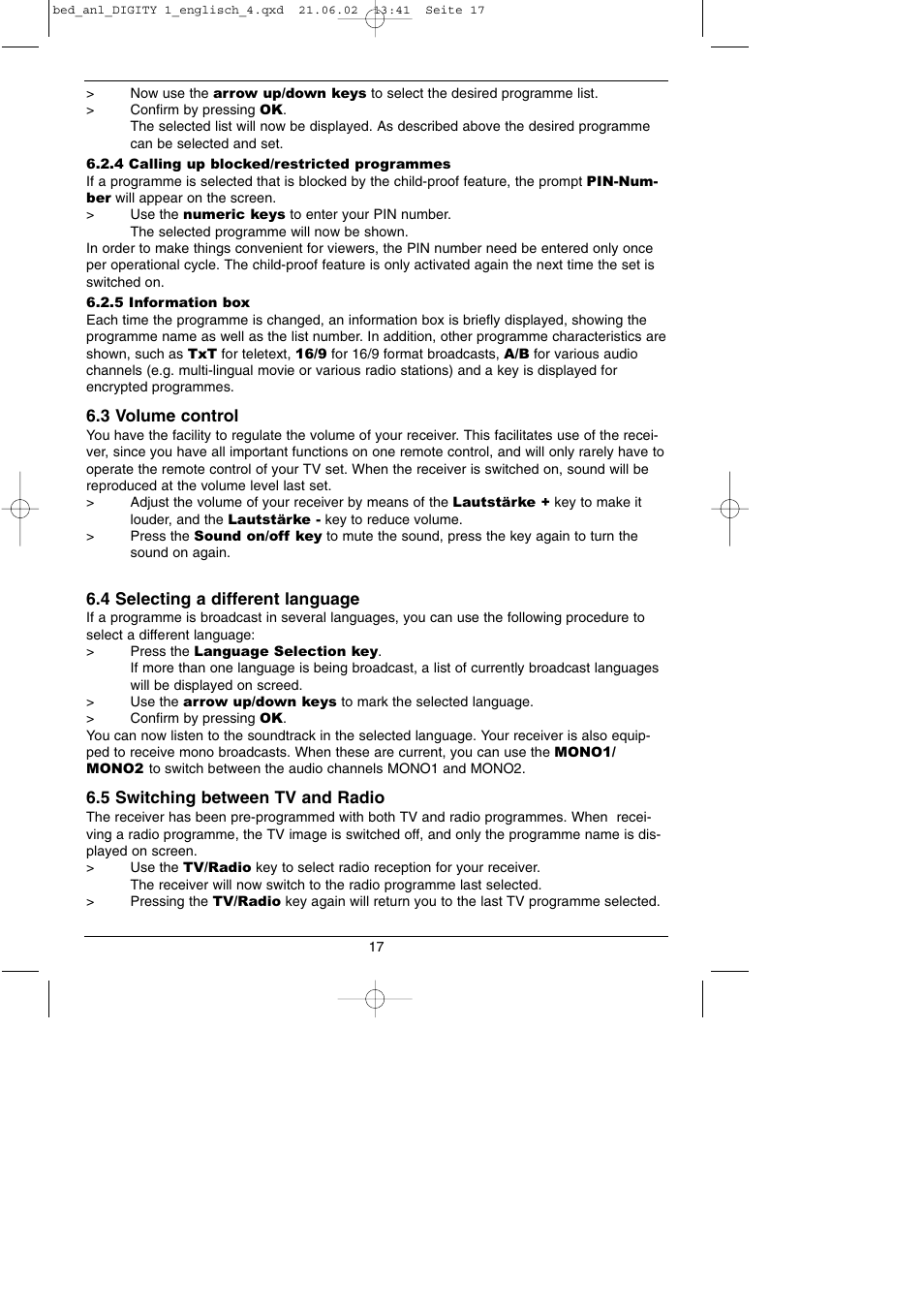 TechniSat DIGITY 1 User Manual | Page 17 / 38