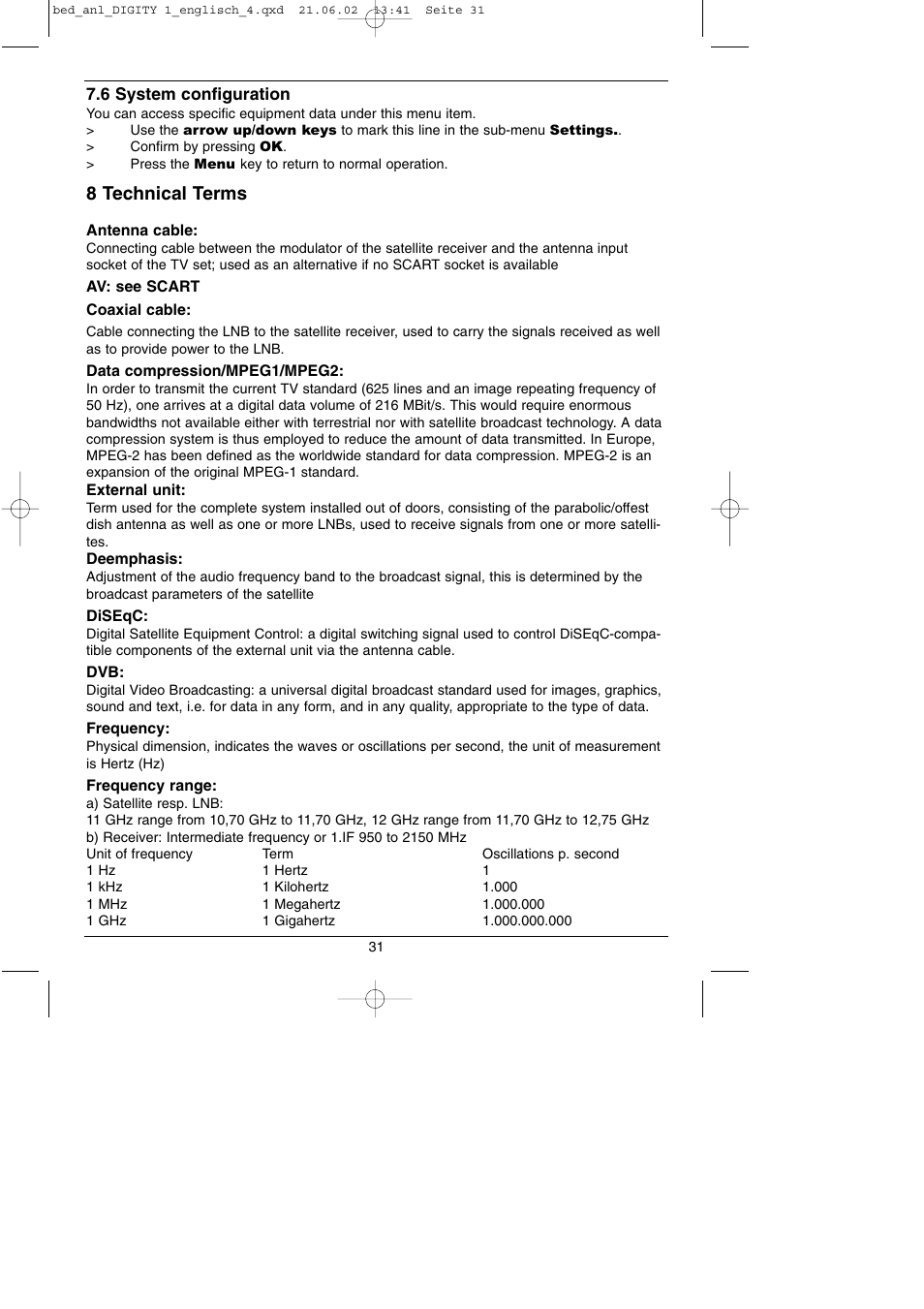 8 technical terms | TechniSat DIGITY 1 User Manual | Page 31 / 38