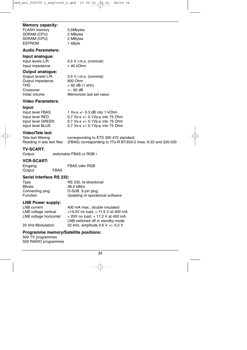 TechniSat DIGITY 1 User Manual | Page 34 / 38