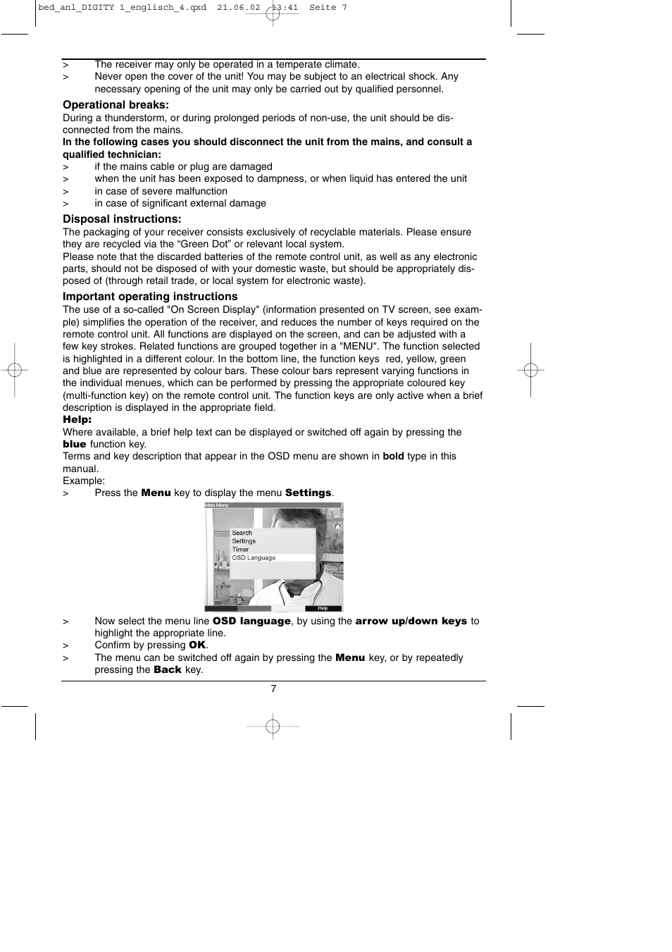 TechniSat DIGITY 1 User Manual | Page 7 / 38